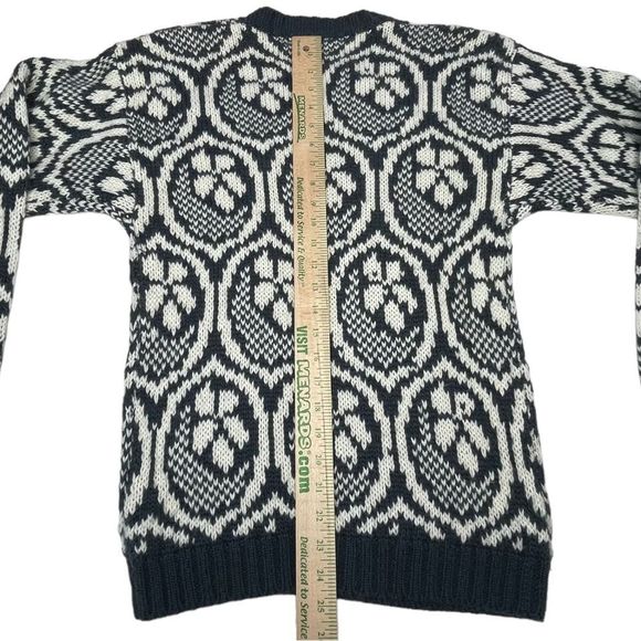 Vintage Royal Robbins Sweater Womens Small Wool Blend Blue Cream Floral - Picture 9 of 9